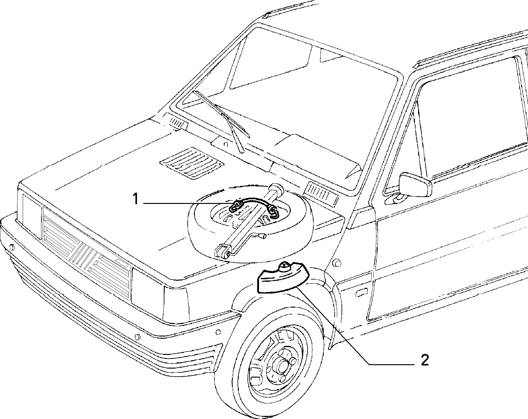 SPARE WHEEL ARRANGEMENT for Fiat PANDA PANDA 4X2 MAQ 91 (1991 - 2003)