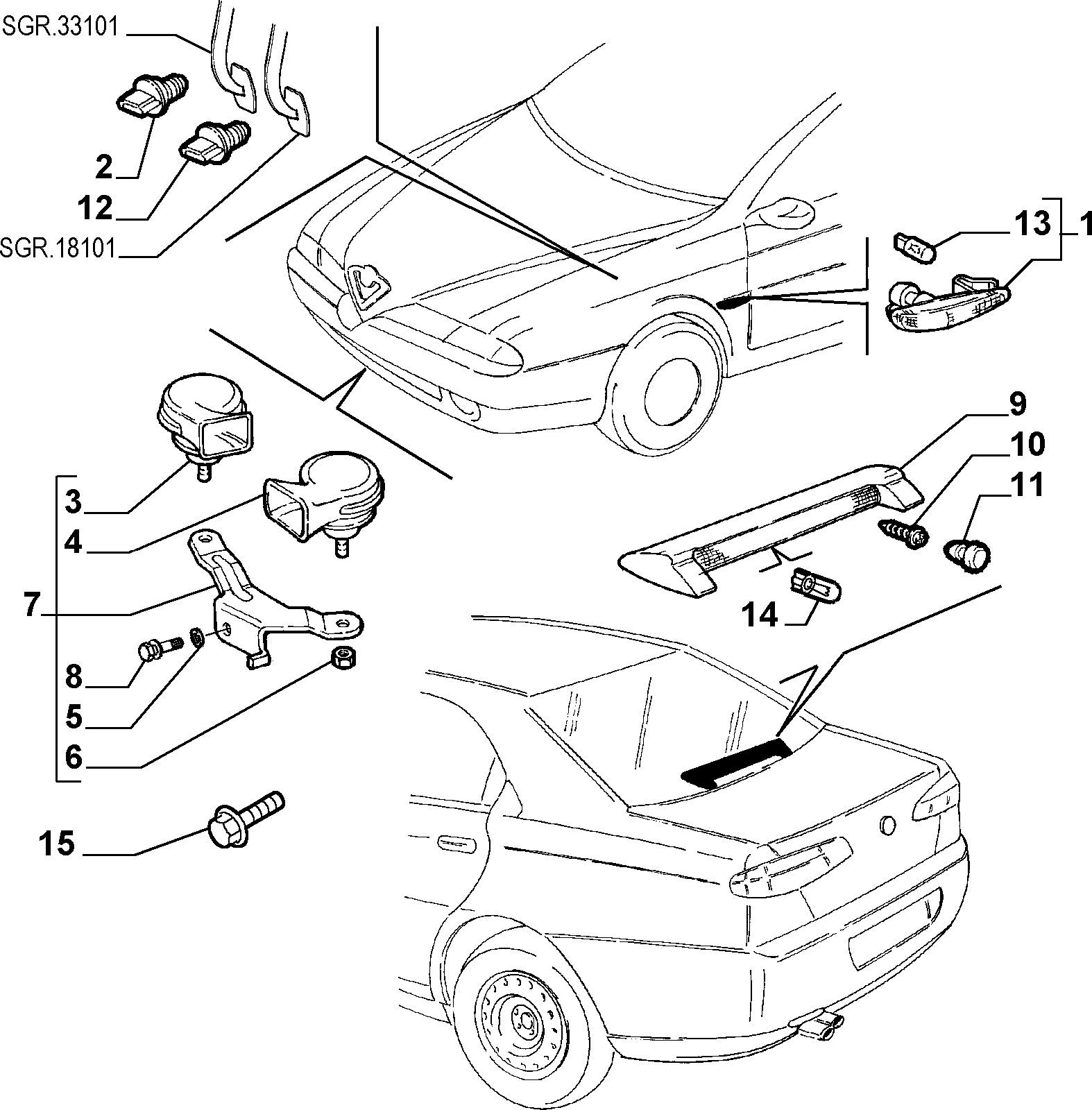 SIGNALLING DEVICES pour Alfa Romeo 166 166 BZ-DS (1998 - 2007)
