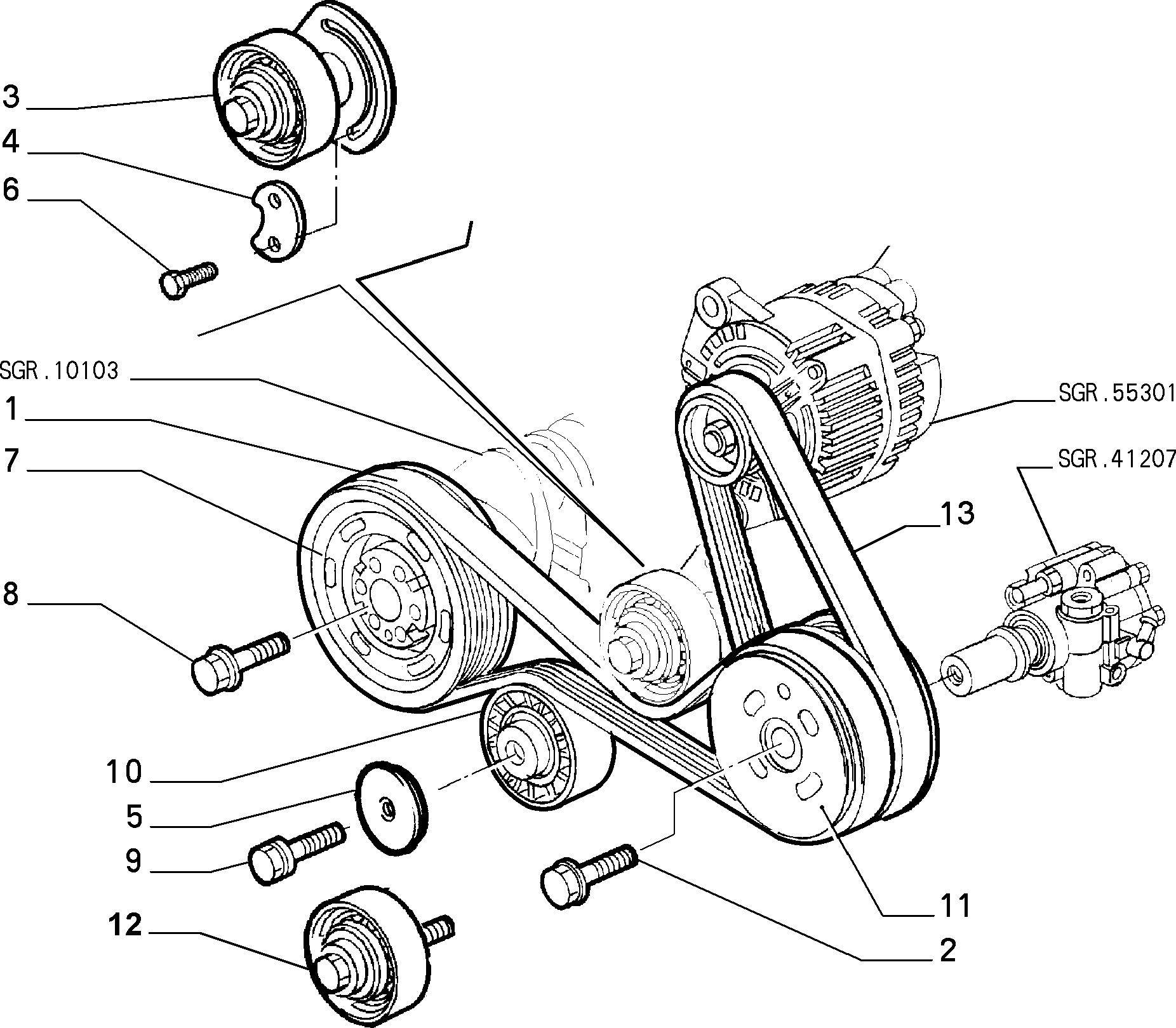 VARIOUS CONTROLS (BELTS AND PULLEYS) pour Fiat COUPE COUPE' GAMMA'96 (1996 - 2000)