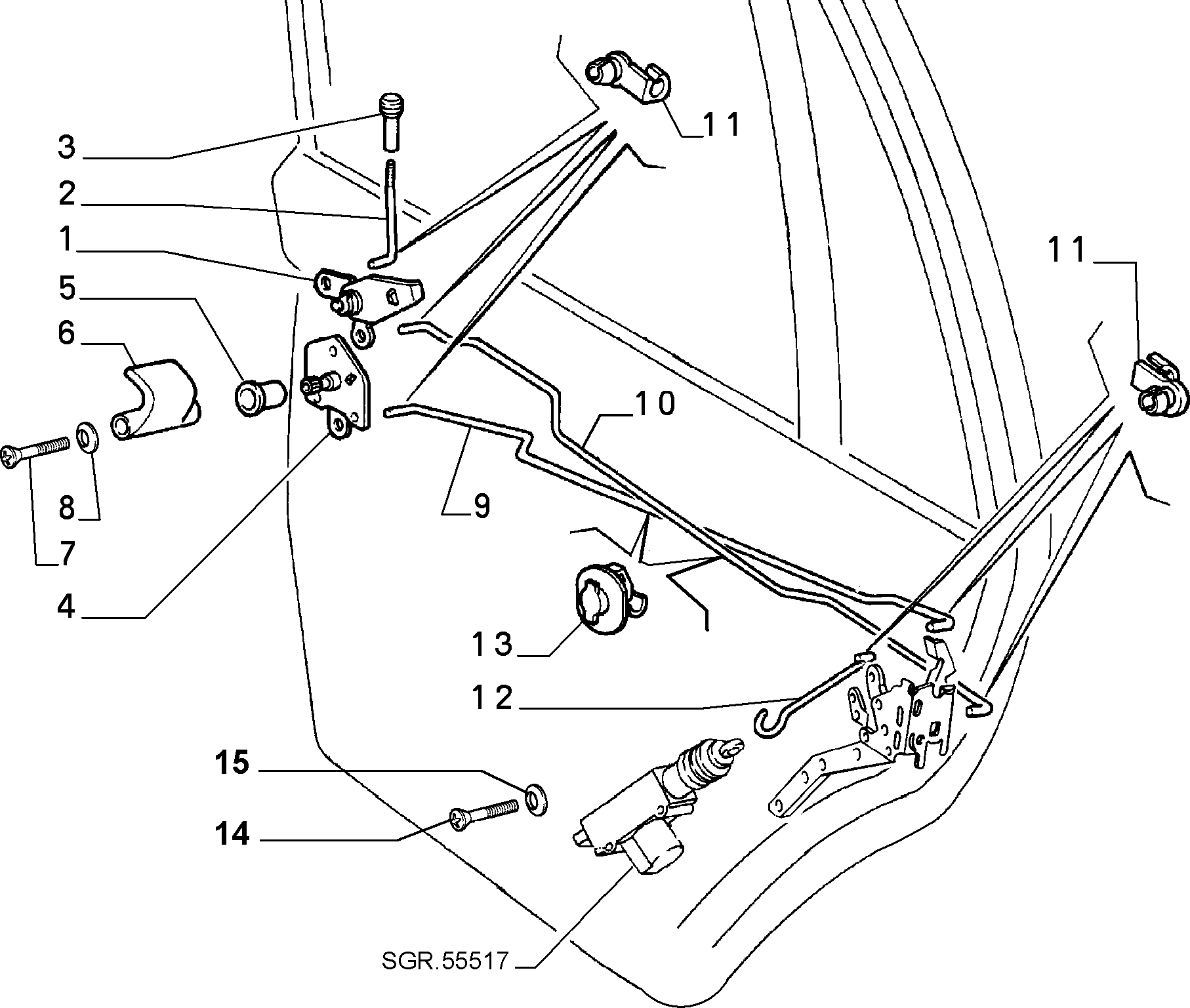 LOCKS AND CONTROLS FOR REAR SIDE DOOR إلى عن على Lancia THEMA THEMA BZ\DS R.88 (1988 - 1992)