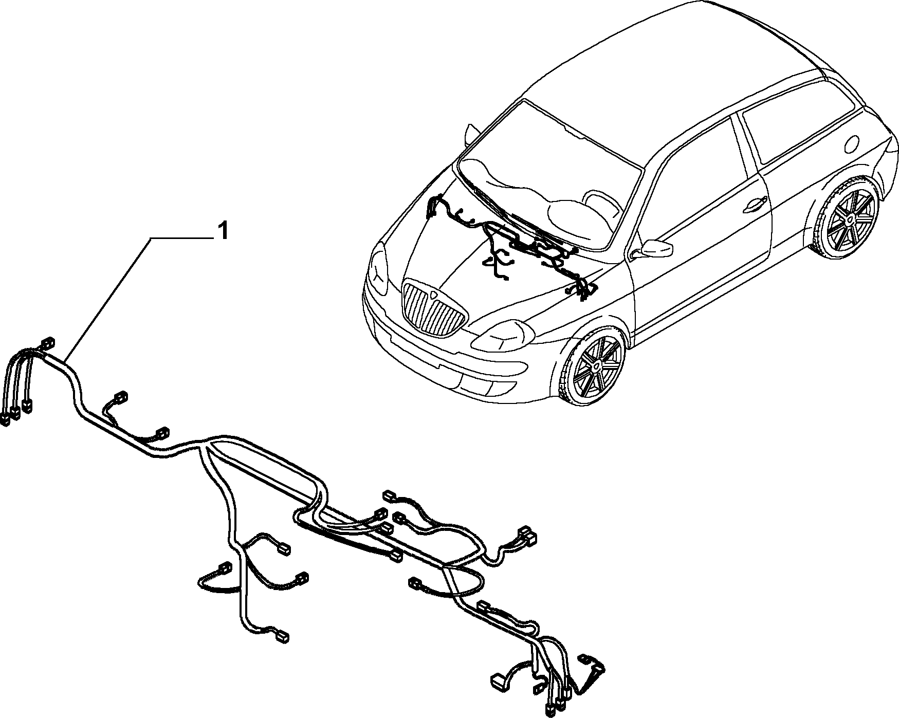 CABLE HARNESS (CENTRE) voor Lancia YPSILON YPSILON (2003 - 2009)