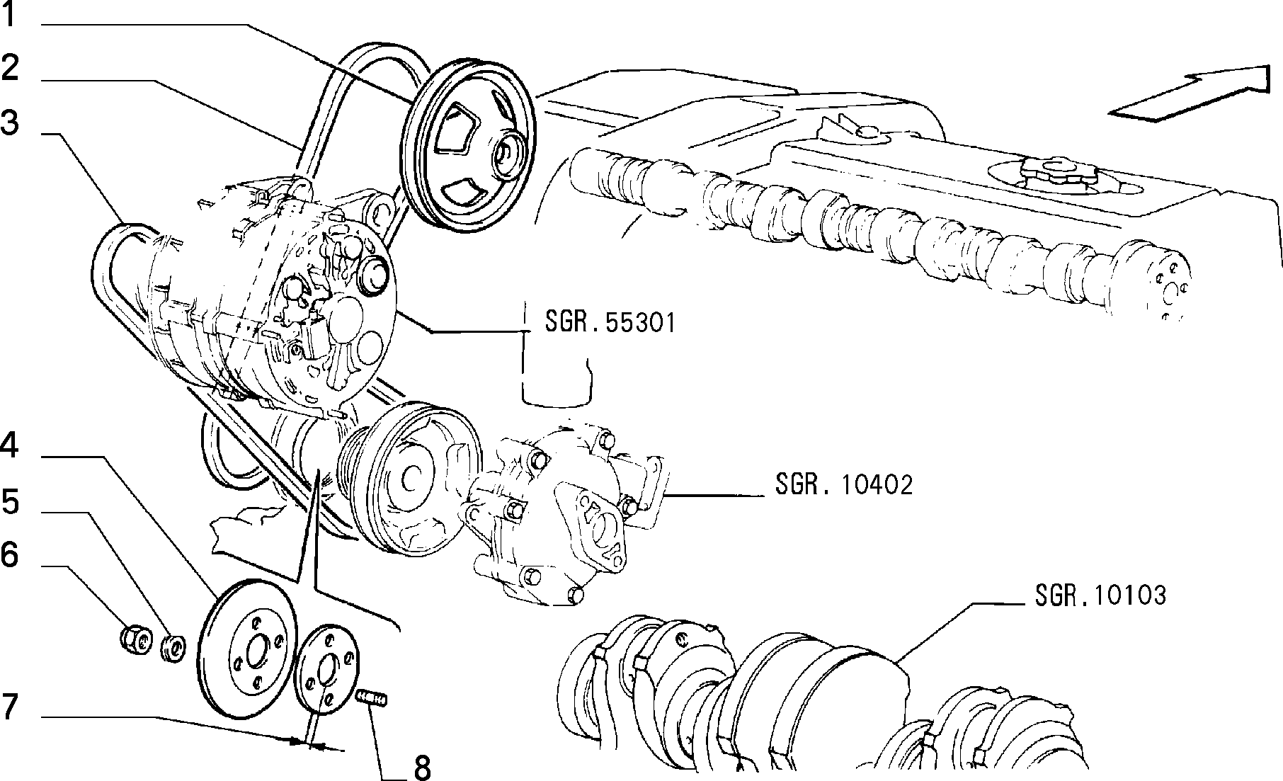 VARIOUS CONTROLS (BELTS AND PULLEYS) для Lancia THEMA THEMA BZ\DS R.88 (1988 - 1992)