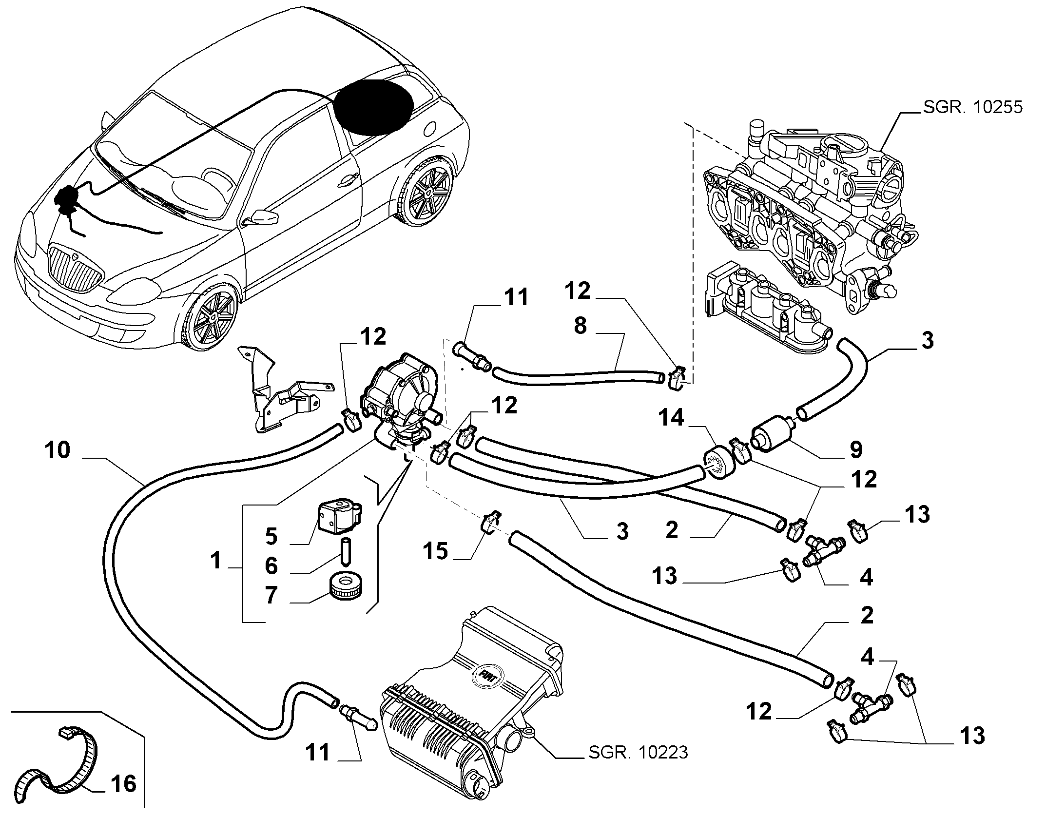 FUEL TANK PIPING varten Lancia YPSILON YPSILON (2003 - 2009)