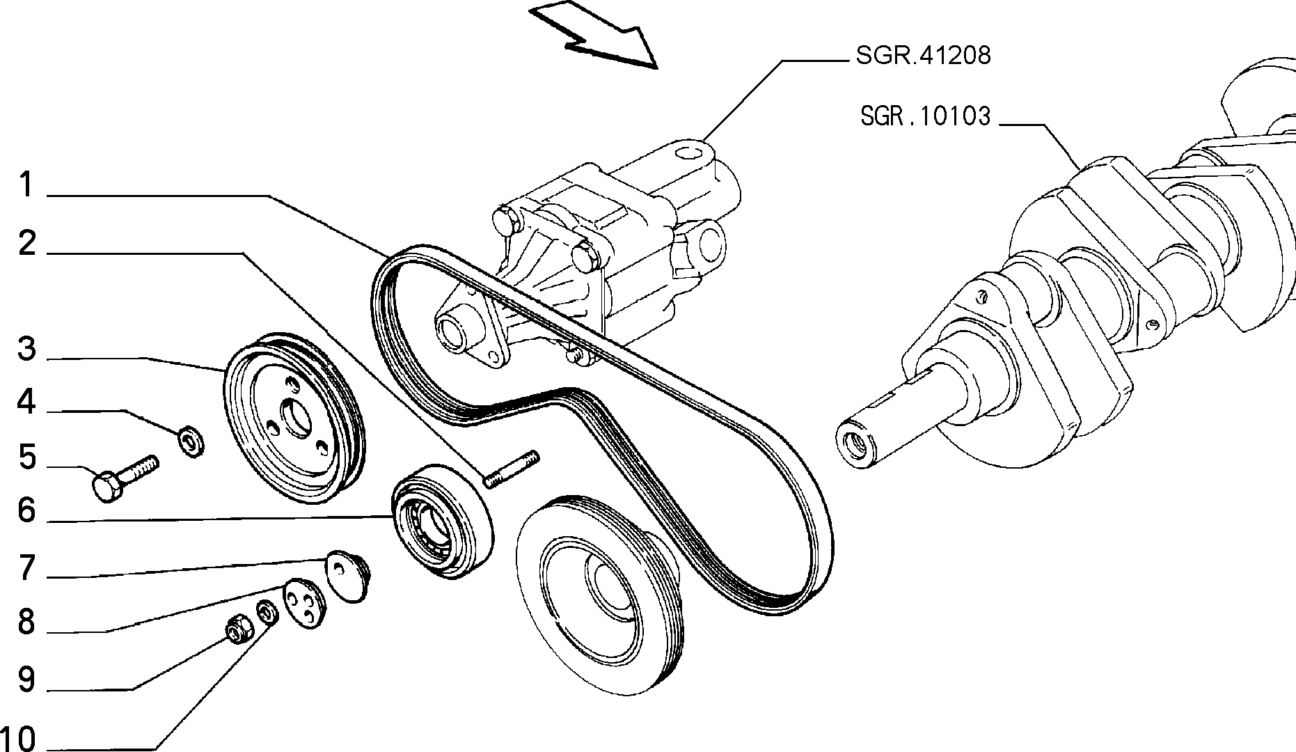 VARIOUS CONTROLS (BELTS AND PULLEYS) إلى عن على Lancia THEMA THEMA BZ\DS R.88 (1988 - 1992)