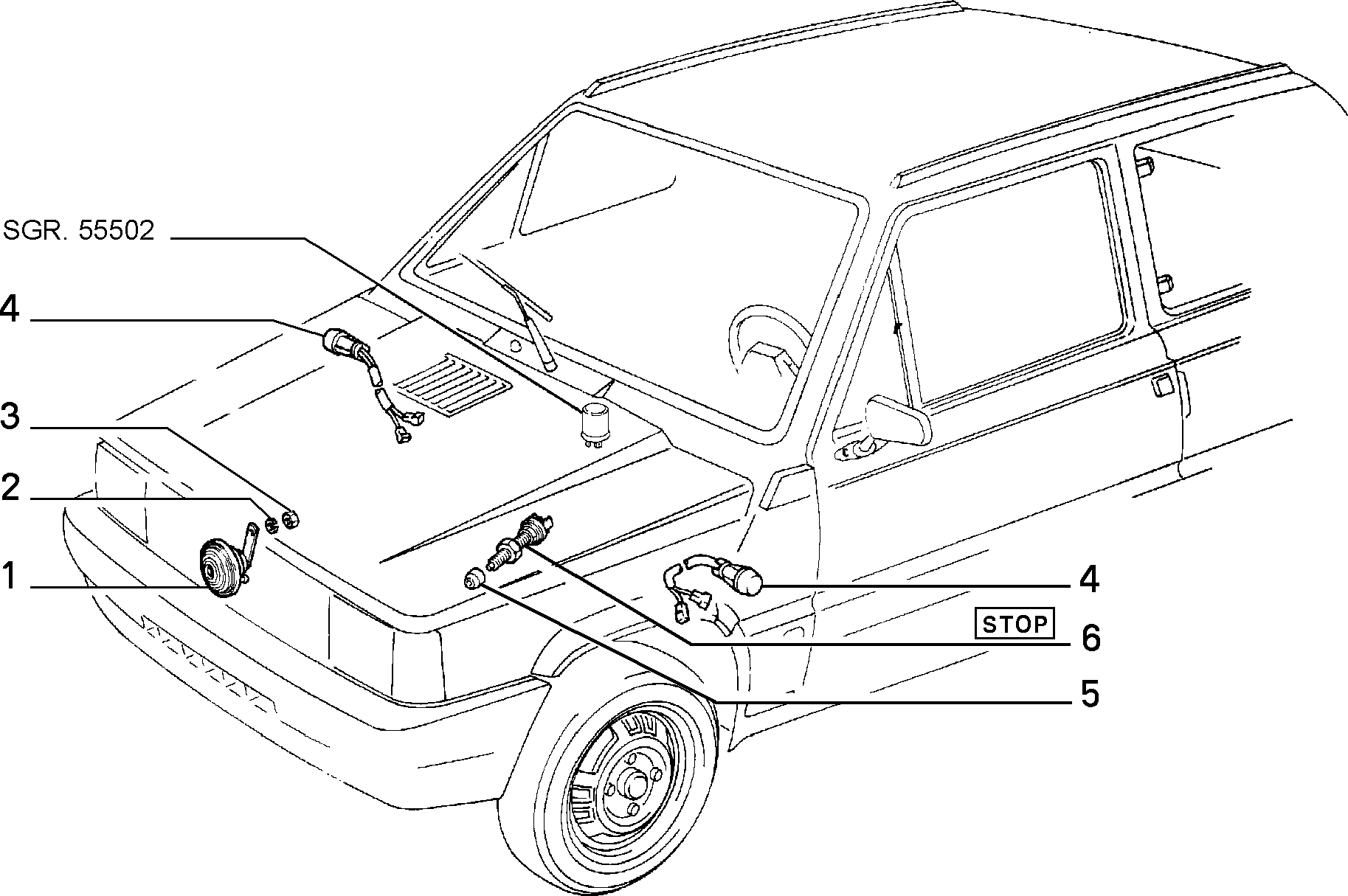 SIGNALLING DEVICES pour Fiat PANDA PANDA 4X2 RL\86 (1985 - 1991)
