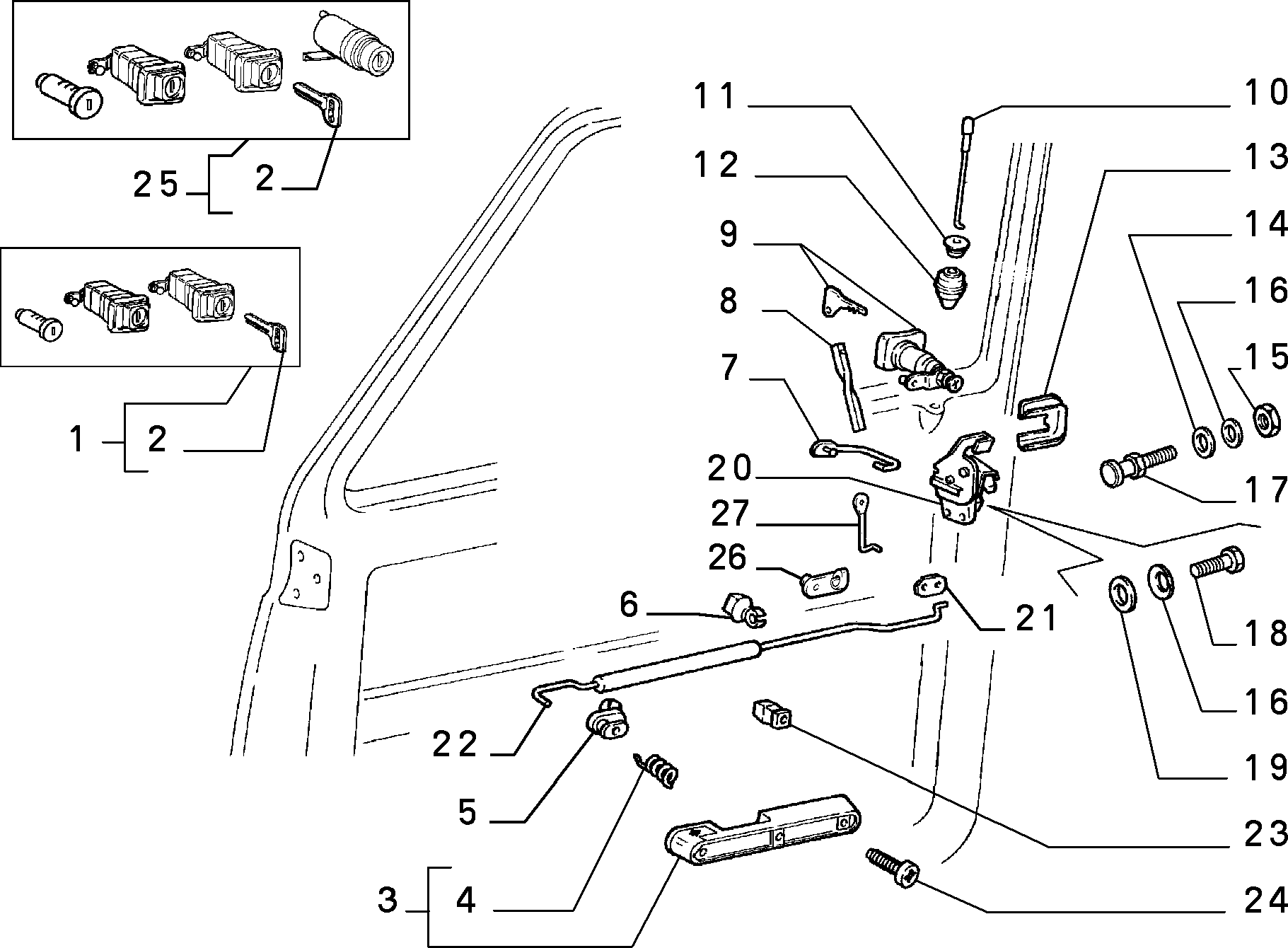 LOCKS AND CONTROLS FOR FRONT SIDE DOORS voor Fiat PANDA PANDA 4X2 RL\86 (1985 - 1991)