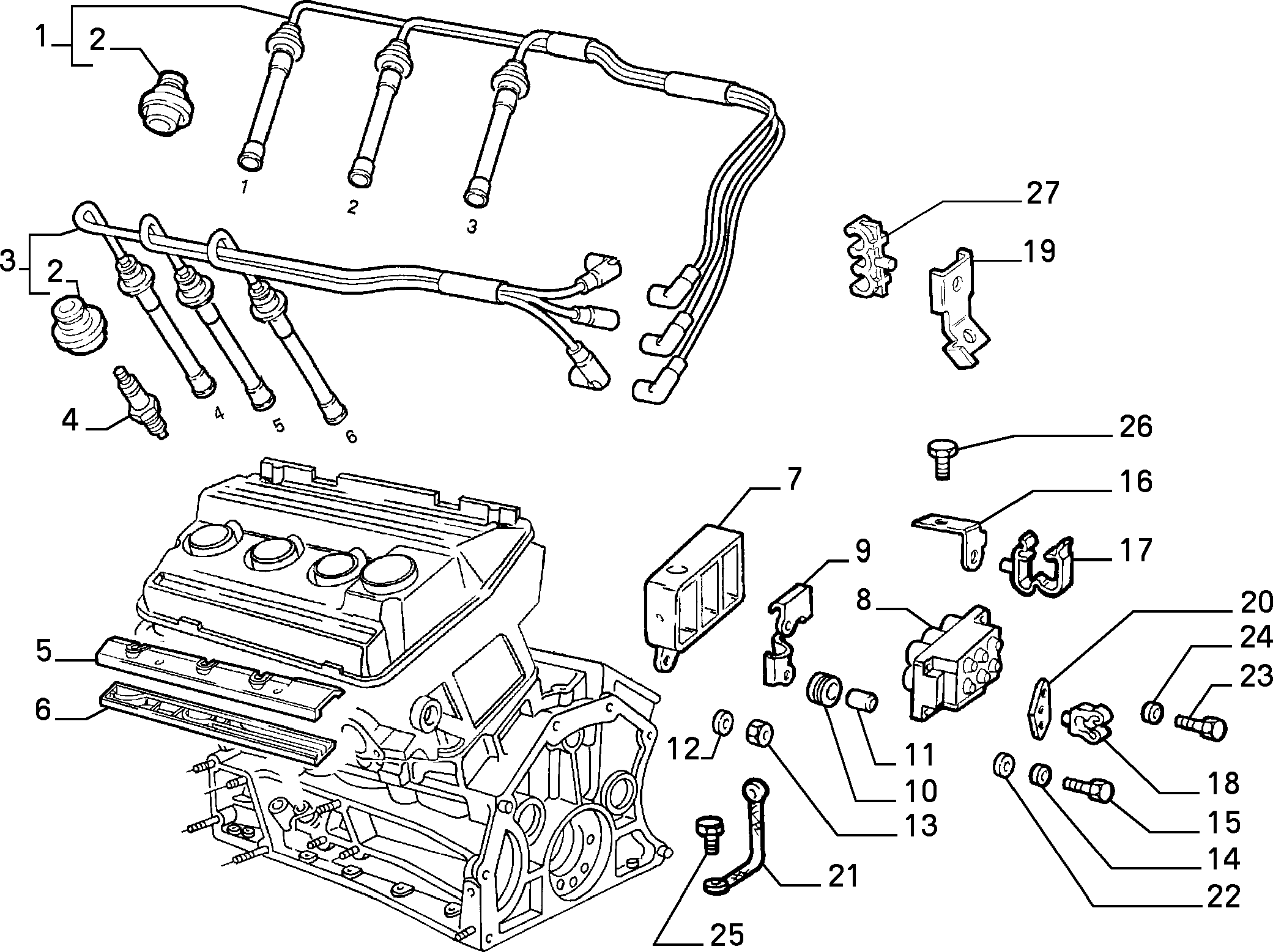 ENGINE IGNITION SYSTEM إلى عن على Lancia THEMA THEMA 3.0 V6 FL.92 (1992 - 1994)