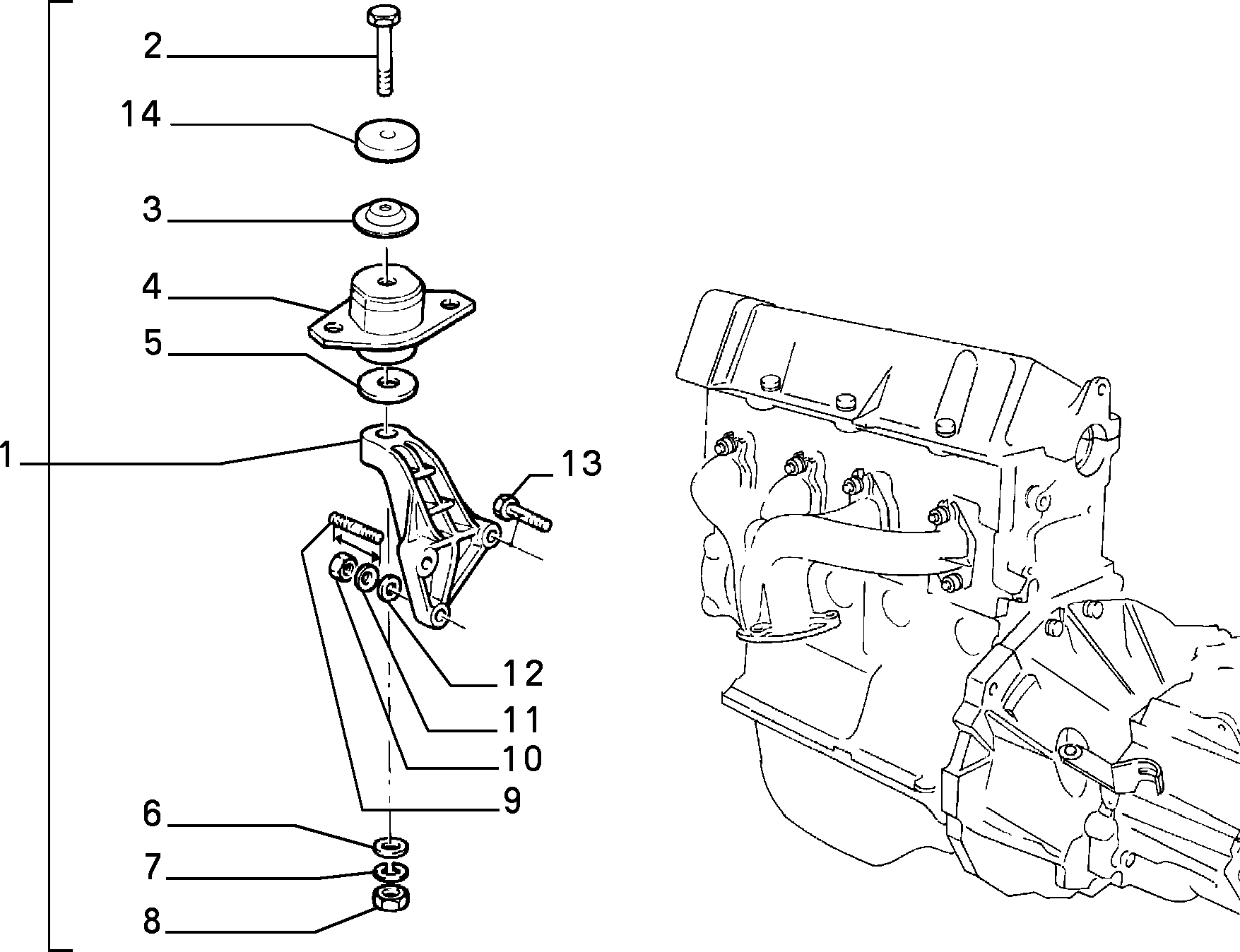 ENGINE SUSPENSIONS for Fiat PANDA PANDA 4X2 MAQ 91 (1991 - 2003)