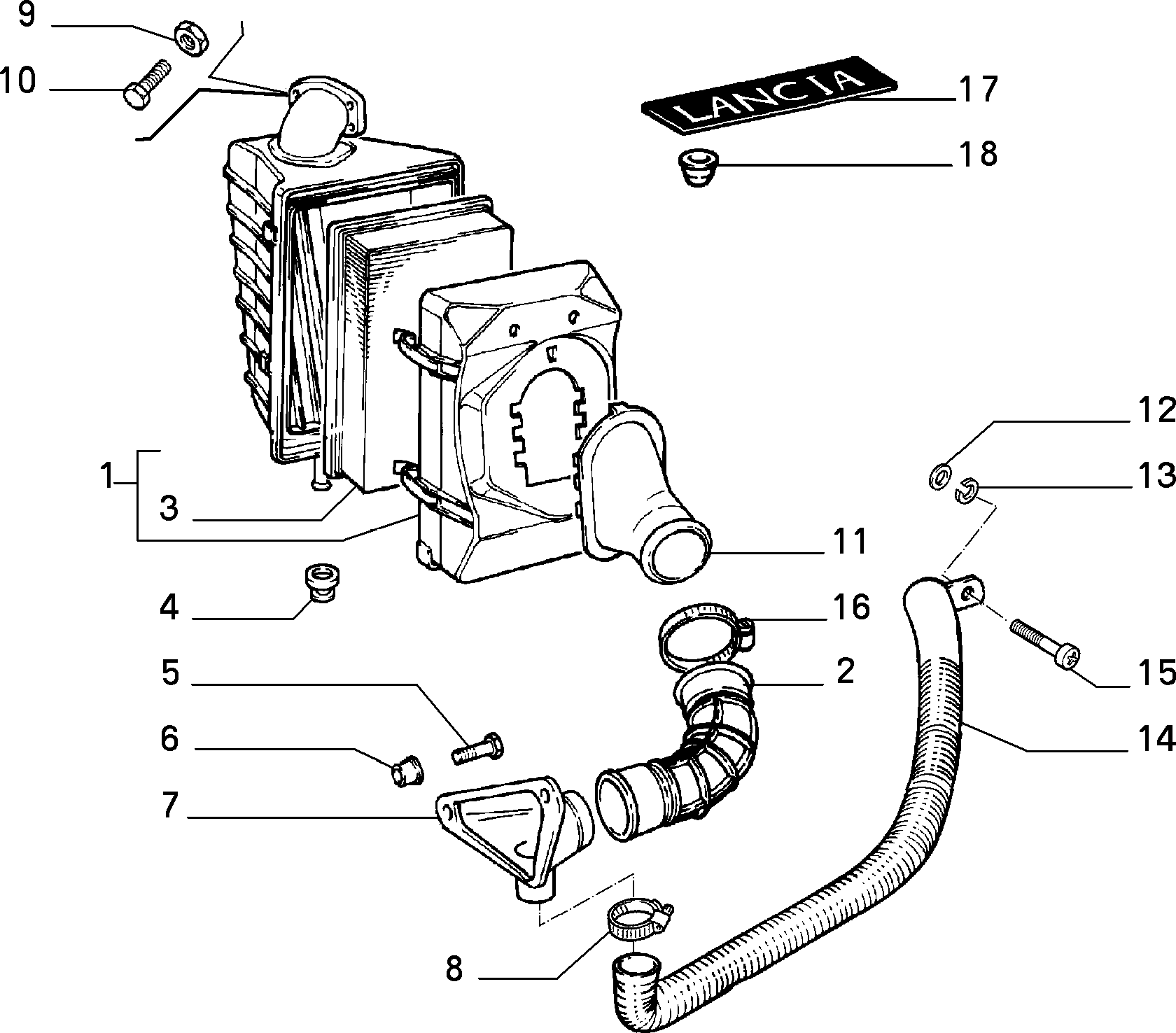 AIR FILTER AND PIPING для Lancia THEMA THEMA BZ\DS R.88 (1988 - 1992)
