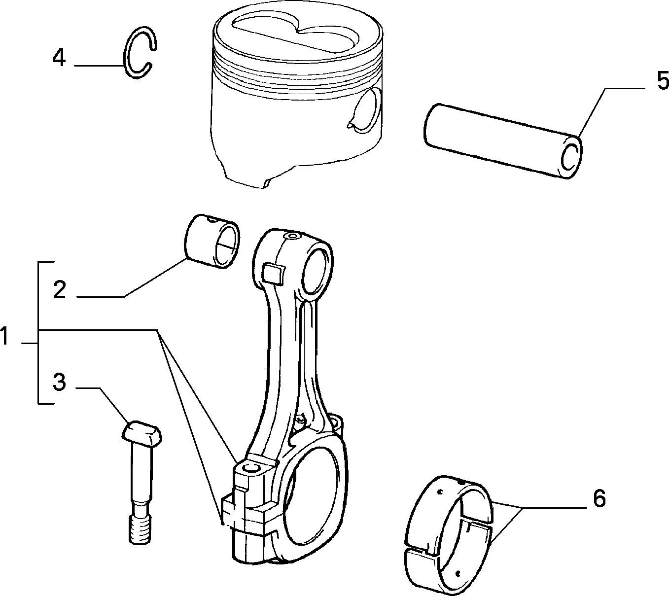 CONNECTING RODS AND PISTONS pour Fiat CROMA CROMA IE-IE TB. FL.90 (1990 - 1996)