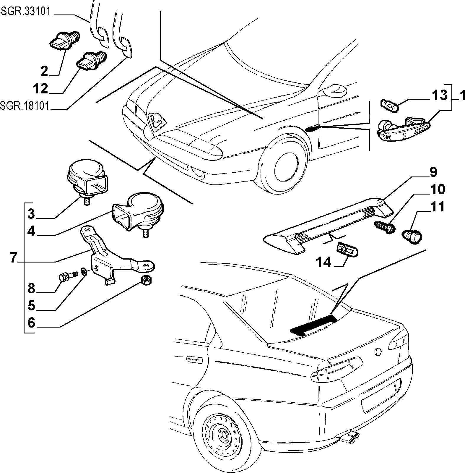SIGNALLING DEVICES for Alfa Romeo 166 166 BZ-DS (1998 - 2007)