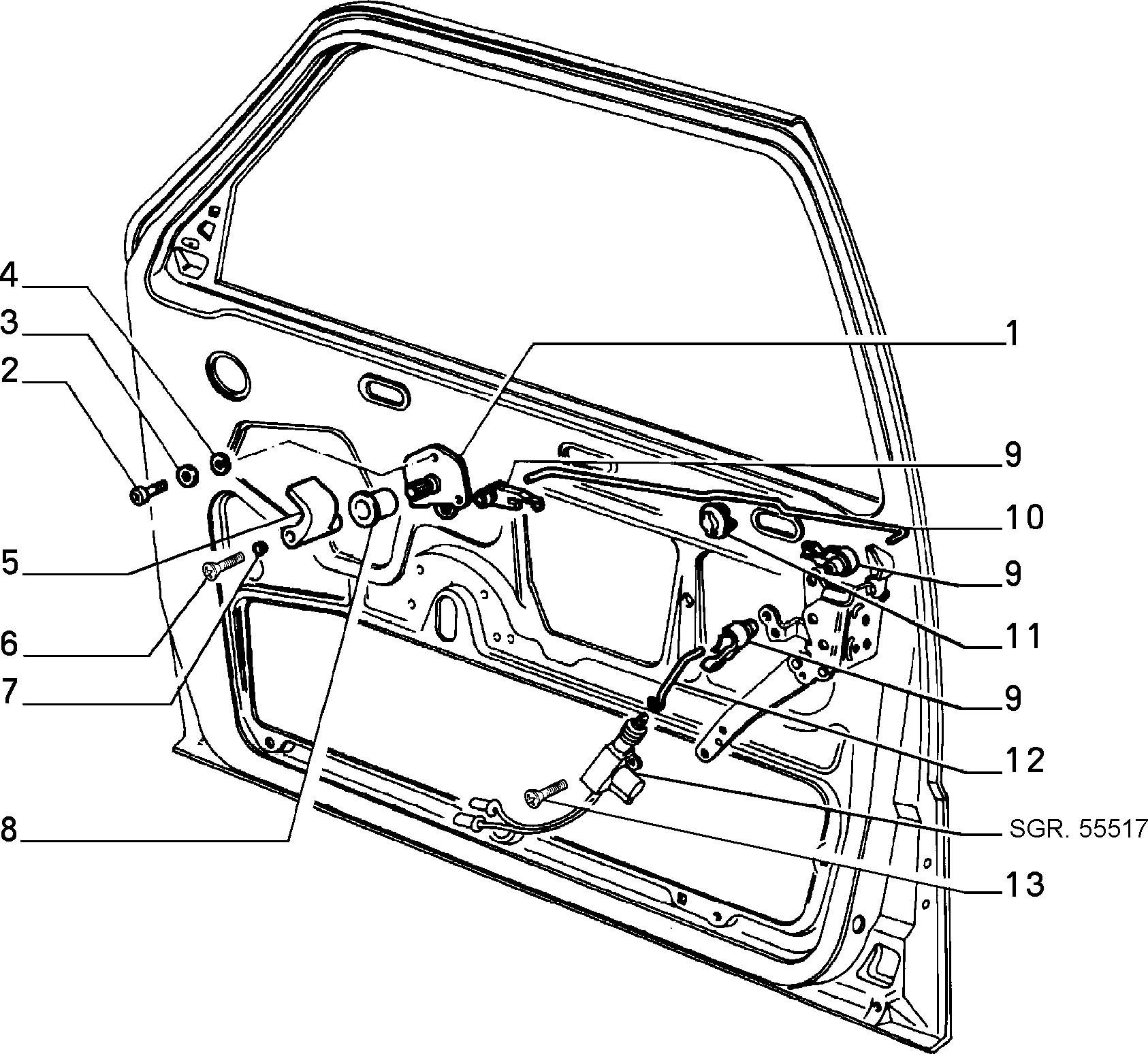 LOCKS AND CONTROLS FOR FRONT SIDE DOORS إلى عن على Lancia THEMA THEMA 3.0 V6 FL.92 (1992 - 1994)