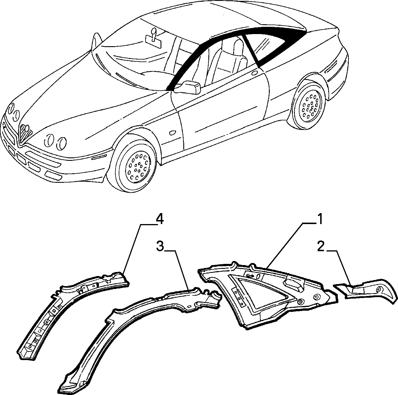 BODYSHELL,STRUCTURE (CENTRAL PART) for Alfa Romeo GTV G T V (1995 - 1998)