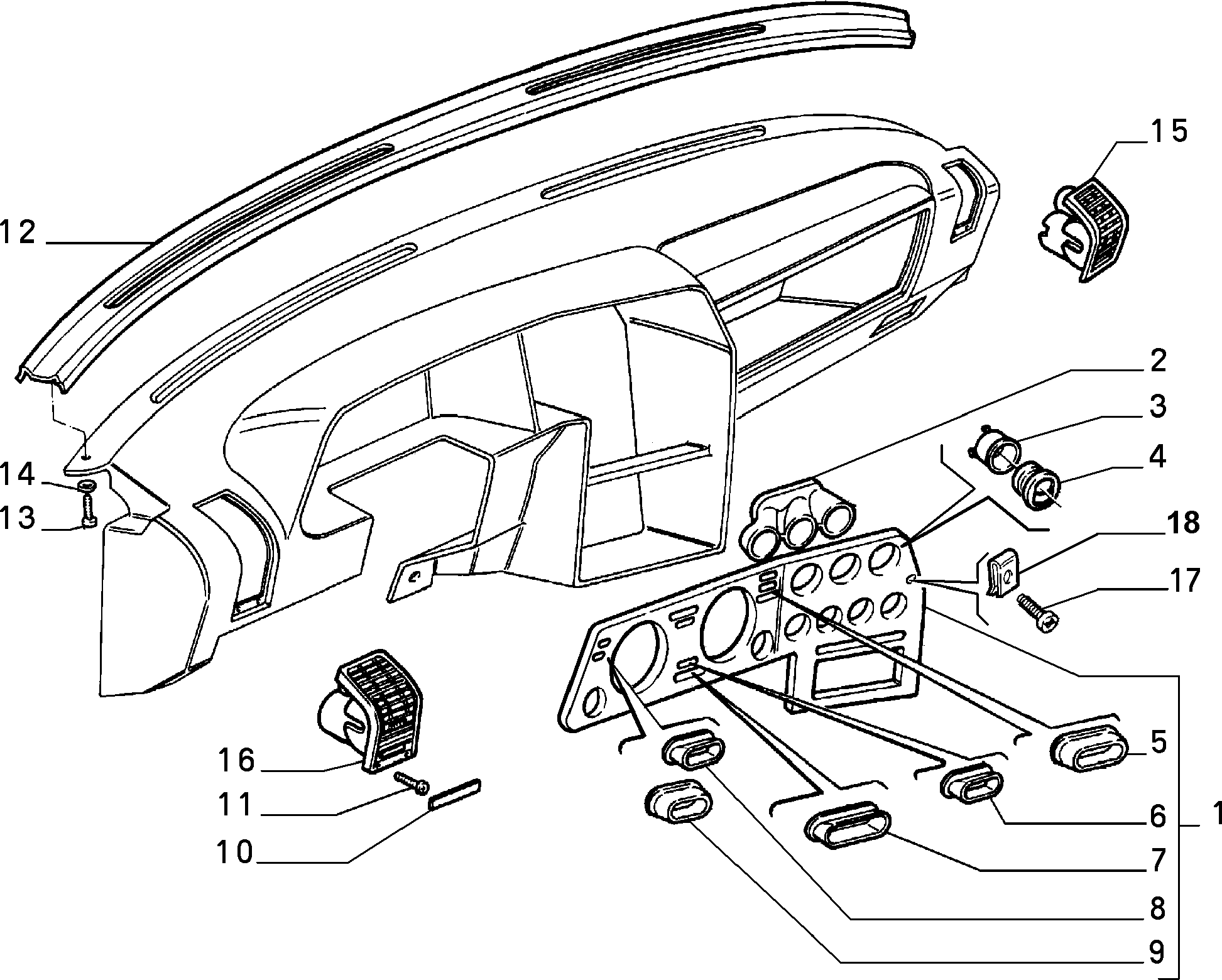 DASHBOARD AND ADDITIONAL UNITS إلى عن على Lancia THEMA THEMA 3.0 V6 FL.92 (1992 - 1994)