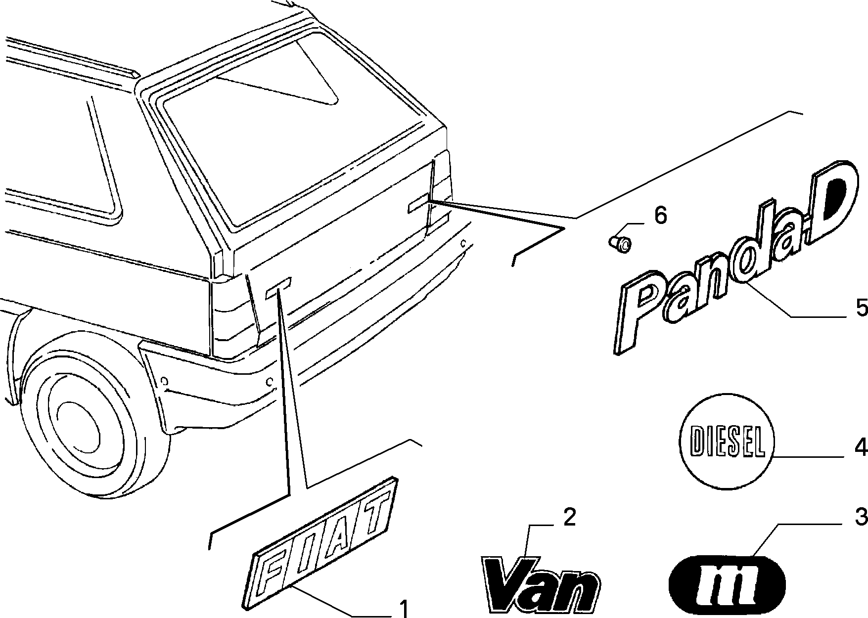 TYPE PLATE 为了 Fiat PANDA PANDA DS (1986 - 1993)