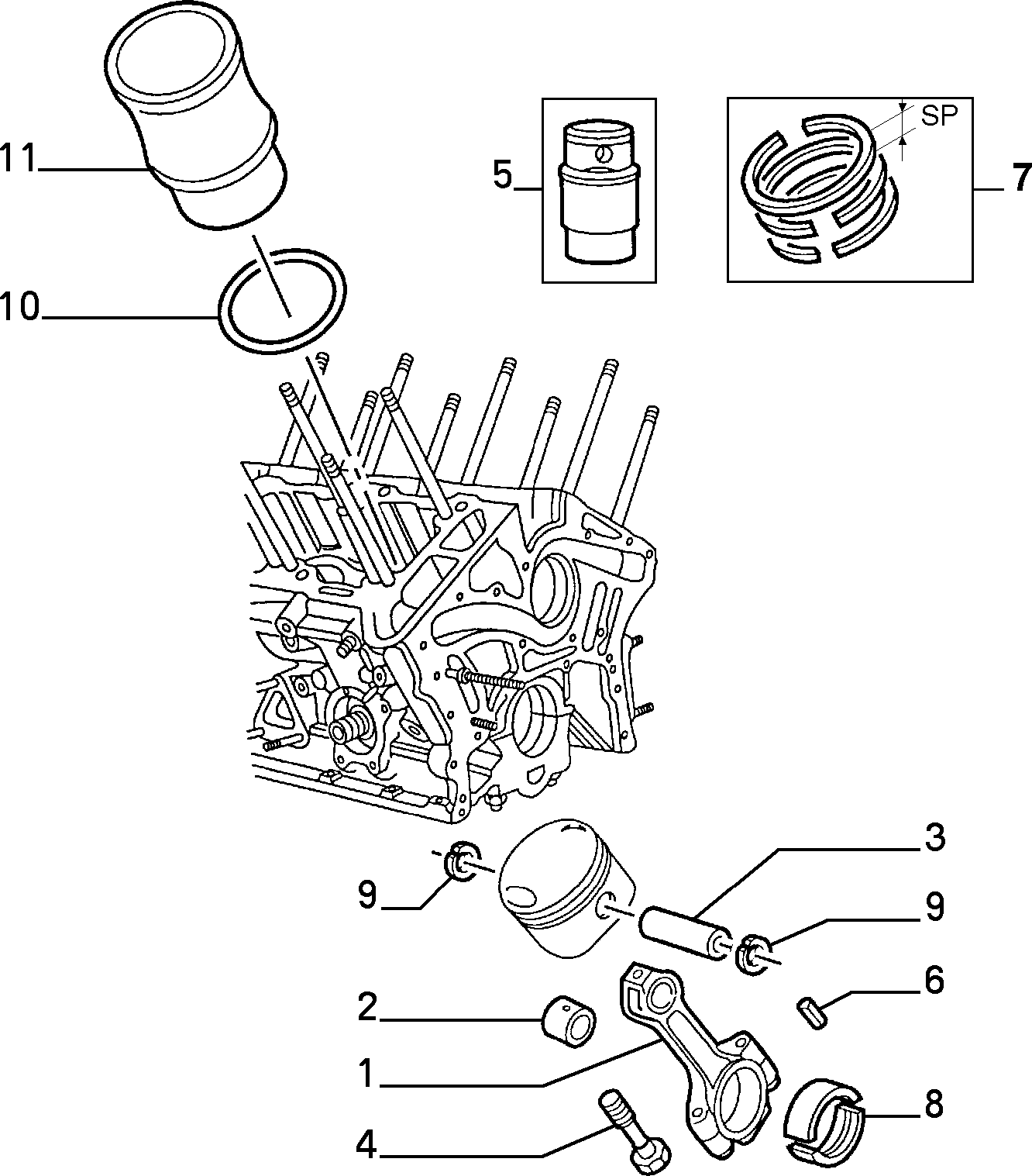 CONNECTING RODS AND PISTONS pour Alfa Romeo 166 166 BZ-DS (1998 - 2007)