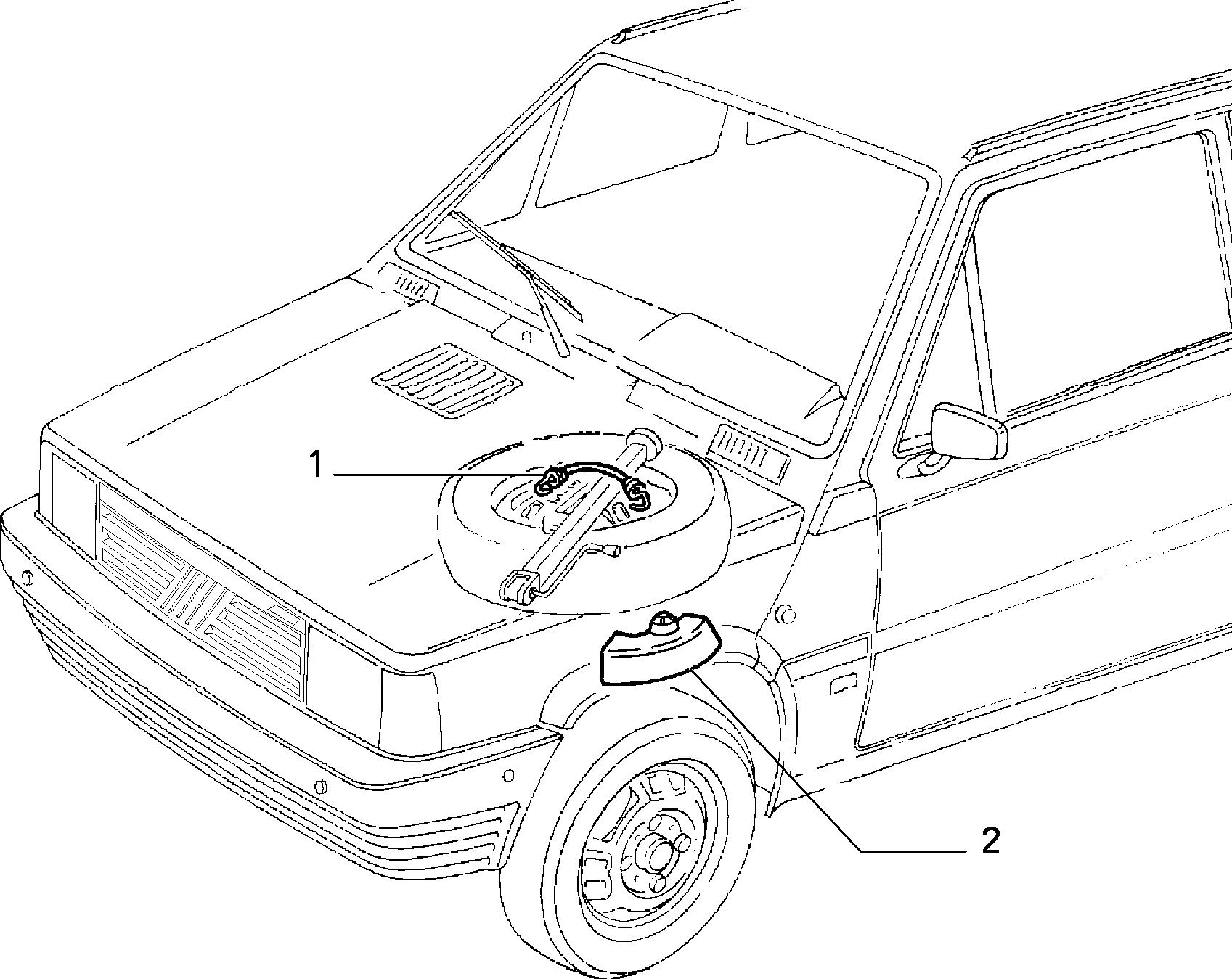 SPARE WHEEL ARRANGEMENT for Fiat PANDA PANDA 4X2 RL\86 (1985 - 1991)