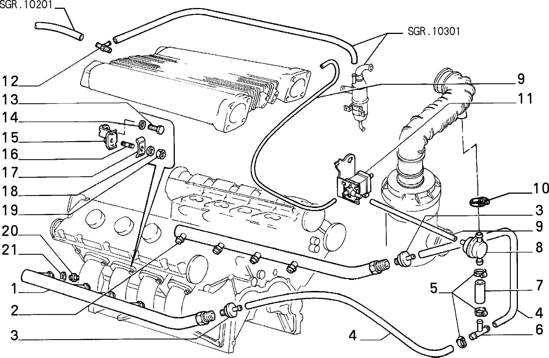 ANTI-POLLUTION SYSTEM إلى عن على Lancia THEMA THEMA BZ\DS R.88 (1988 - 1992)