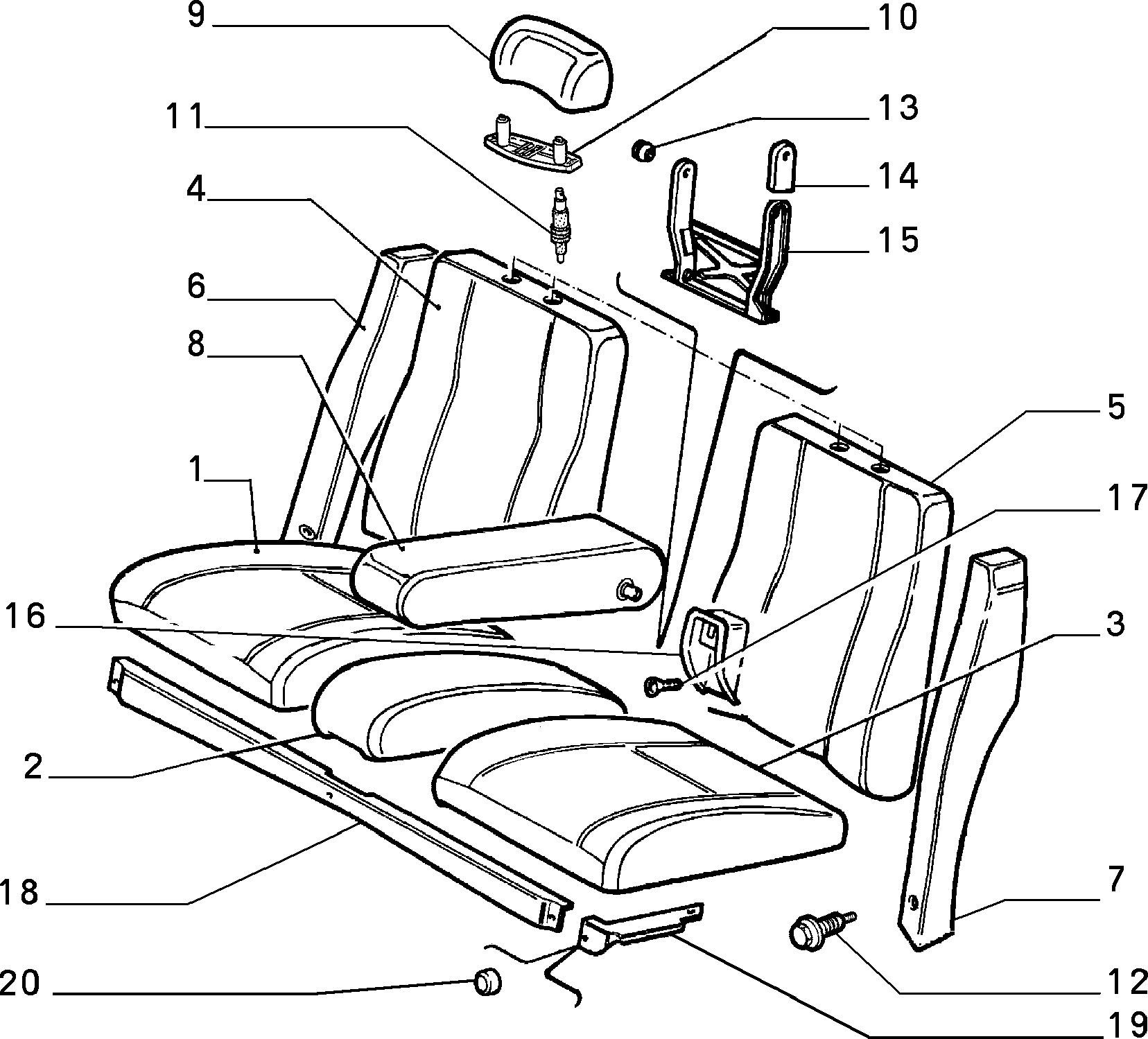 REAR SEAT إلى عن على Lancia THEMA THEMA BZ\DS R.88 (1988 - 1992)
