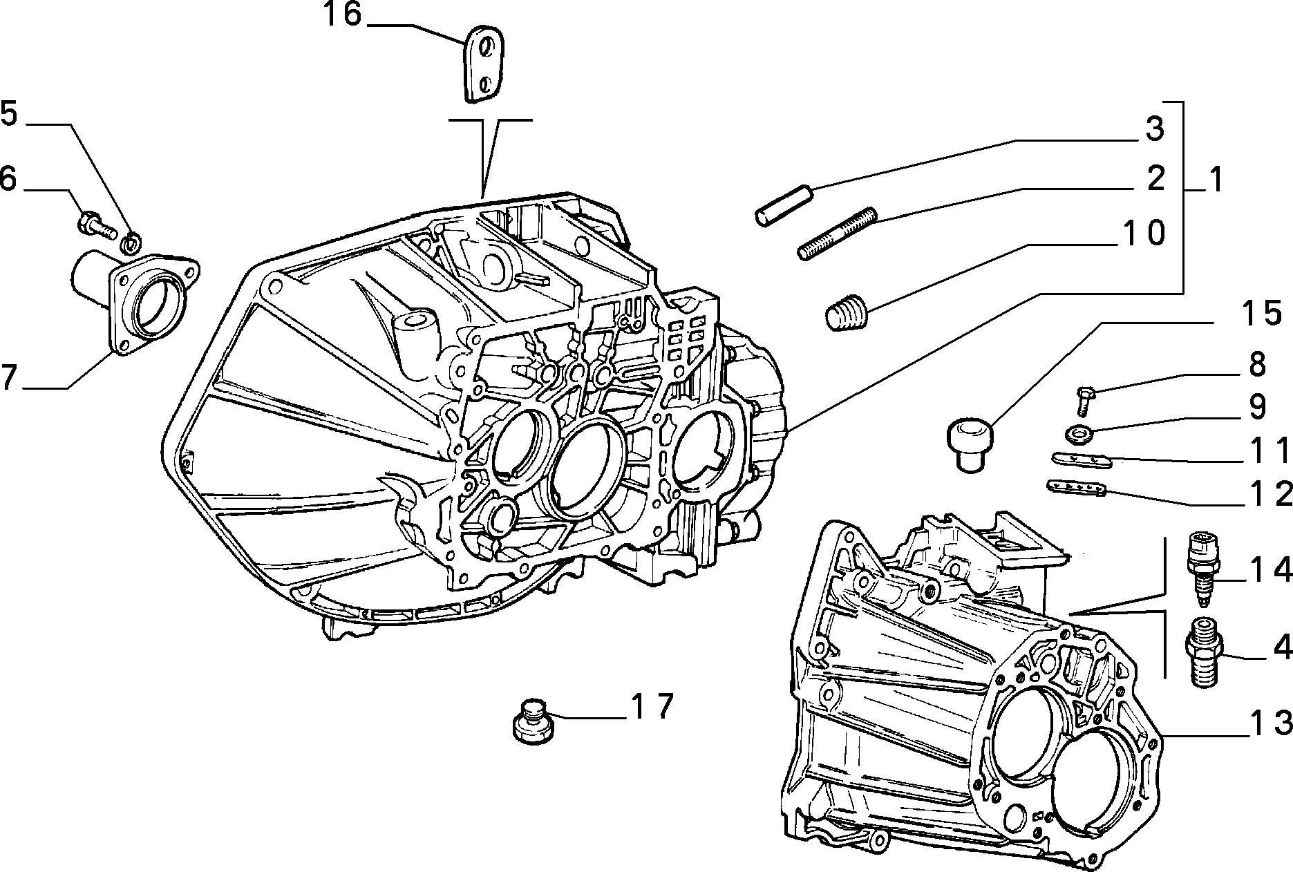 TRANSMISSION AND DIFFERENTIAL UNIT, CASING AND COVERS pour Fiat COUPE COUPE' GAMMA'96 (1996 - 2000)
