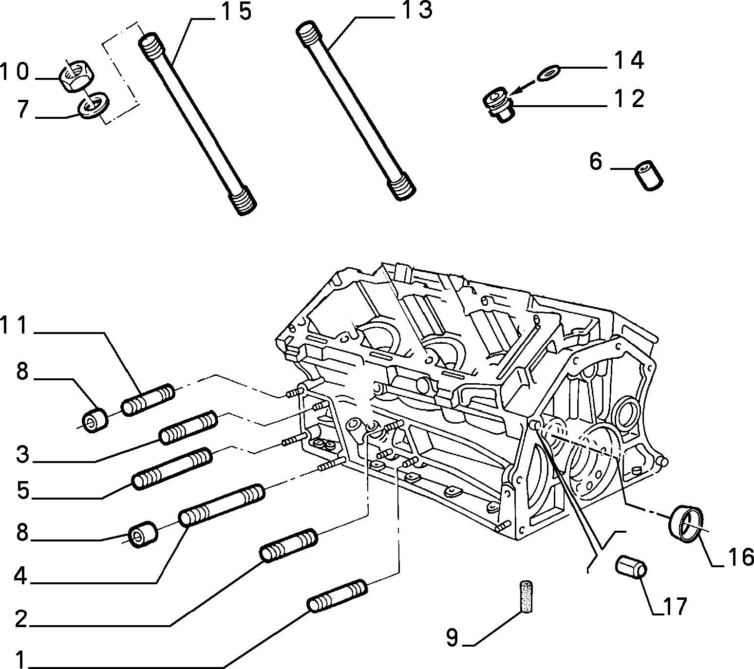 CRANKCASE AND CYLINDER HEAD إلى عن على Lancia THEMA THEMA 3.0 V6 FL.92 (1992 - 1994)