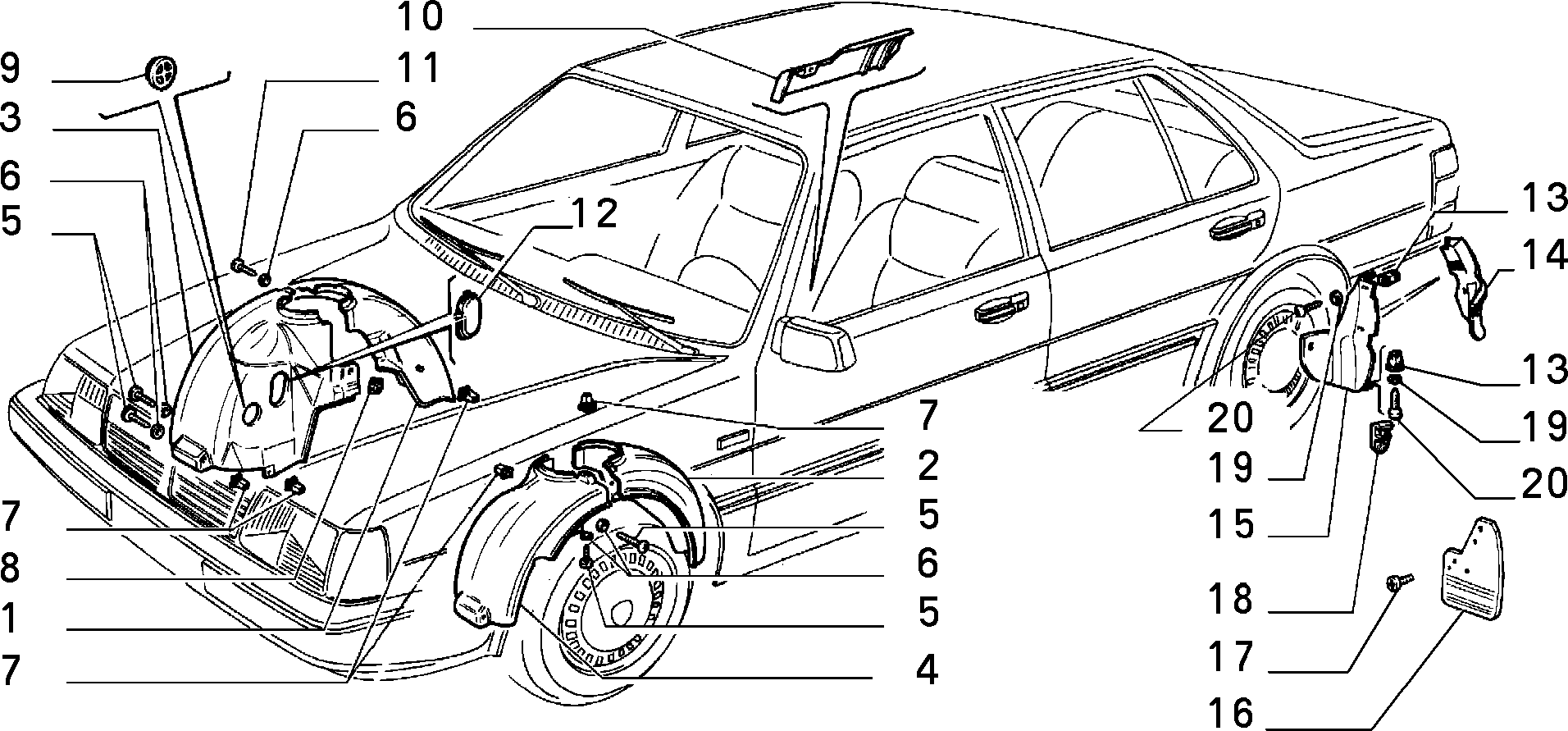 PROTECTION ITEMS إلى عن على Lancia THEMA THEMA BZ\DS R.88 (1988 - 1992)