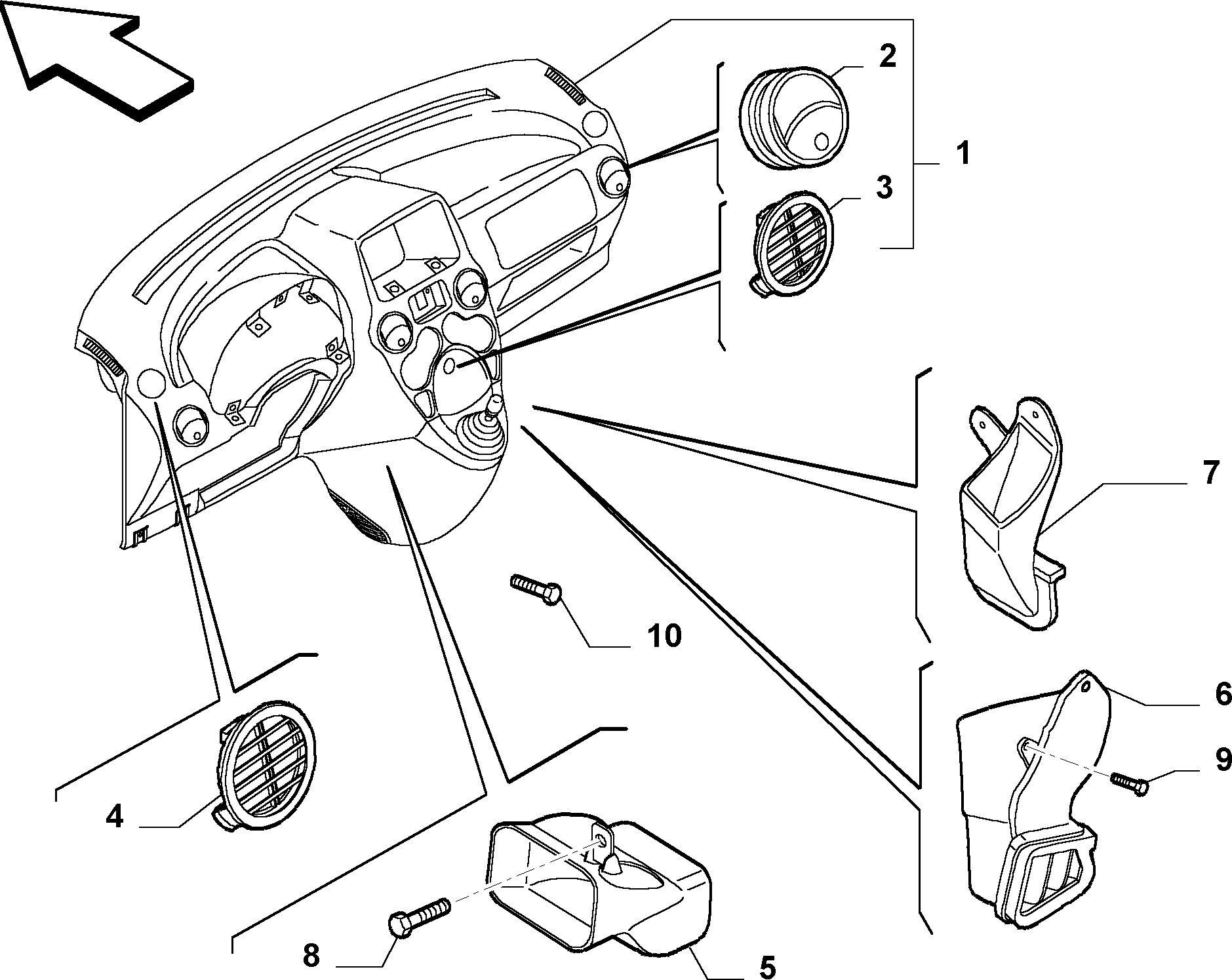 DASHBOARD AND ADDITIONAL UNITS для Fiat PANDA NUOVA PANDA (2003 - 2009)