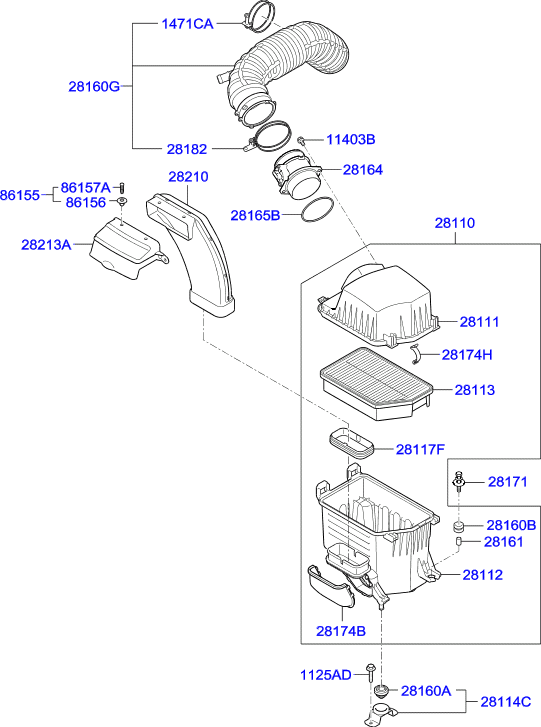 Воздушный фильтр ix35. Воздухозаборник ix35. Схема воздухозабора ix35. Хомут патрубка воздушного фильтра ix35. Система очистки воздуха на Хендай ix35.